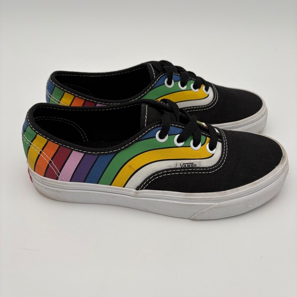 Vans Authentic Refract Rainbow Skate Shoes W 6.5 / M 5 Black‎ Low Top Sneakers - Picture 3 of 11